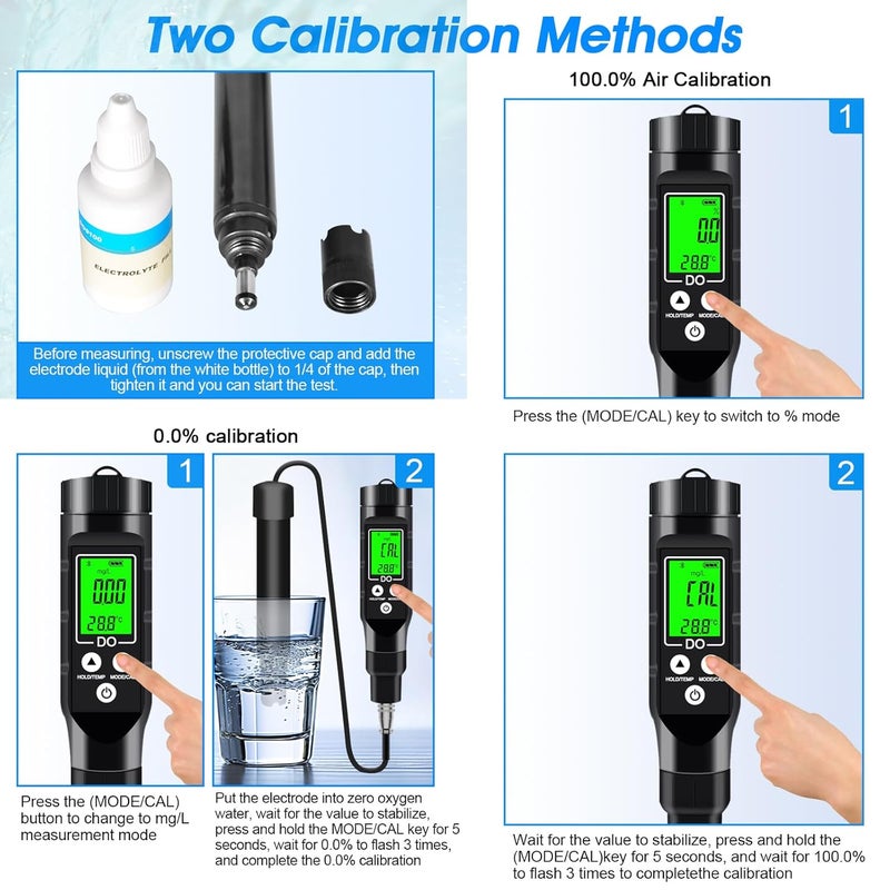 LYCEBELL Dissolved Oxygen Meter with Bluetooth Filling Fluid Range:0-30mg/L, with Automatic Temperature Compensation Function,Pen Type Dissolved Oxygen Test Kit for Aquarium, Ponds, Aquaculture - Image 4